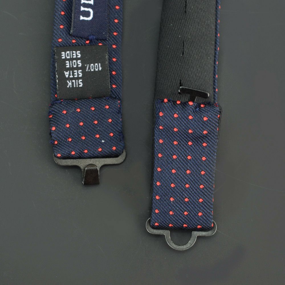 ウルトゥラーレULTURALE/ネイビー＆レッドのドット丸みのある柔らかな蝶結びリボンボウタイシルク素材の蝶ネクタイメンズブランドギフト16春夏）n