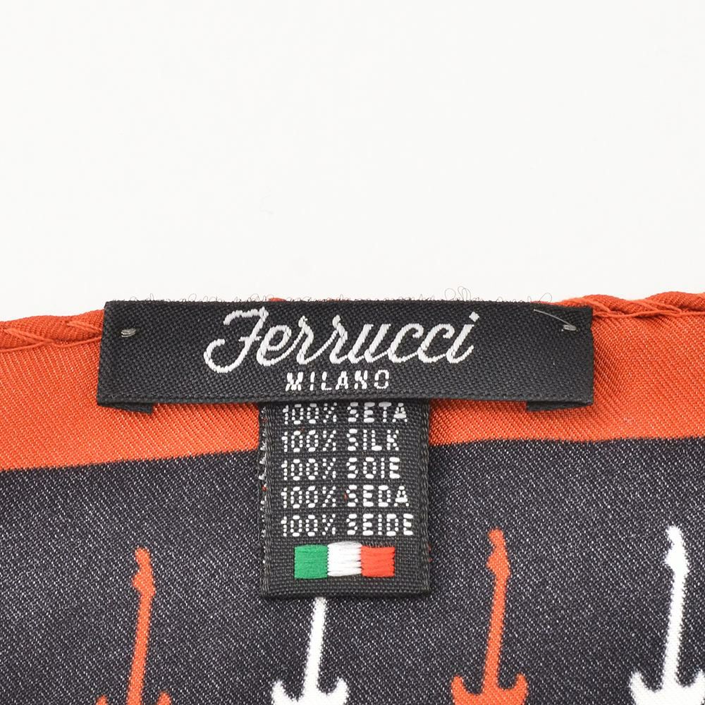フェルッチミラノFERRUCCI/47-BASSOレッド&ブラックのベースデザインシルク製チーフポケットチーフ)n