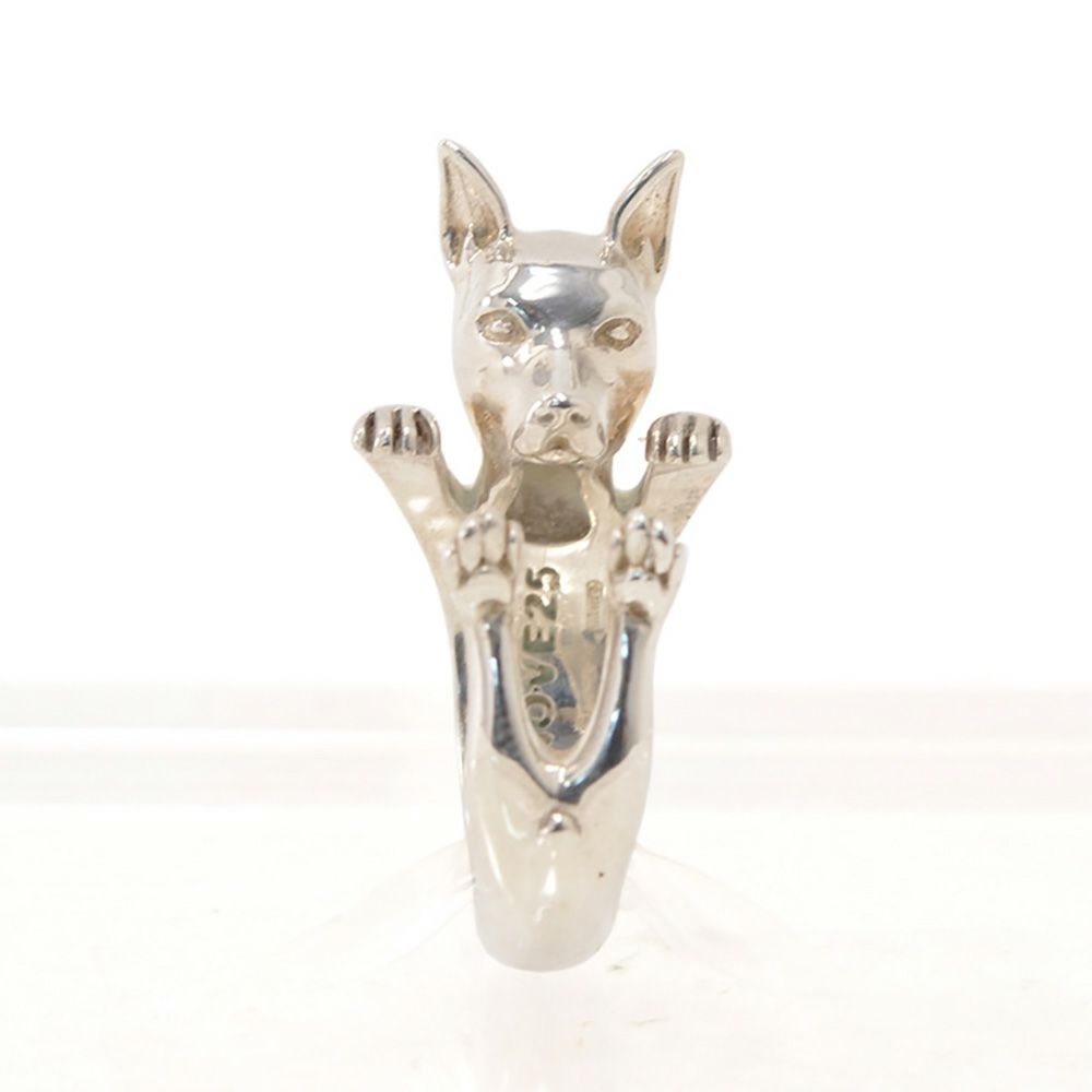 ドッグフィーバーDOGFEVER/PINSCHERミニチュアピンシャー小さなドーベルマンと言われる犬種凛々しい表情のシルバーハグリングイタリアメイドアクセサリー指輪ユニセックス）n