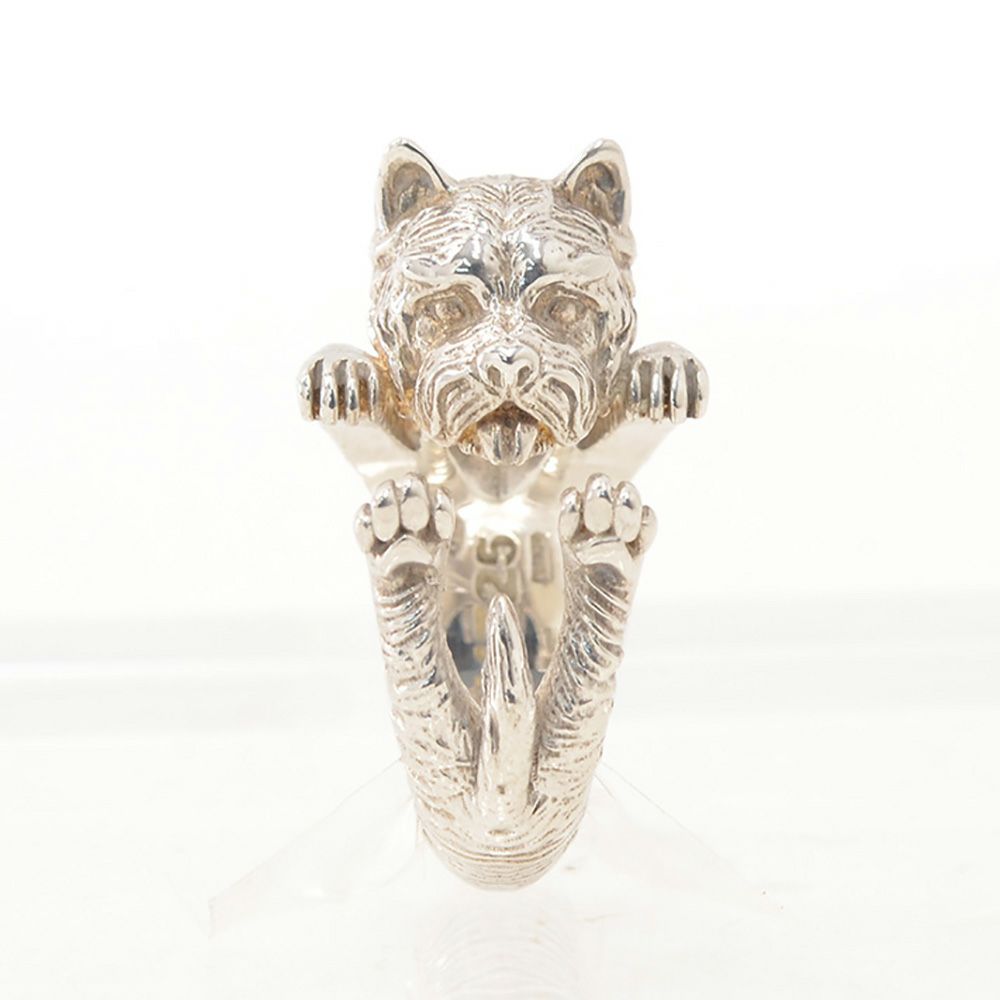 ドッグフィーバーDOGFEVERWETINウエスト・ハイランド・ホワイト・テリア愛らしく特徴的な毛並みも表現されたシルバーハグリングイタリアメイドアクセサリー指輪ユニセックス）n