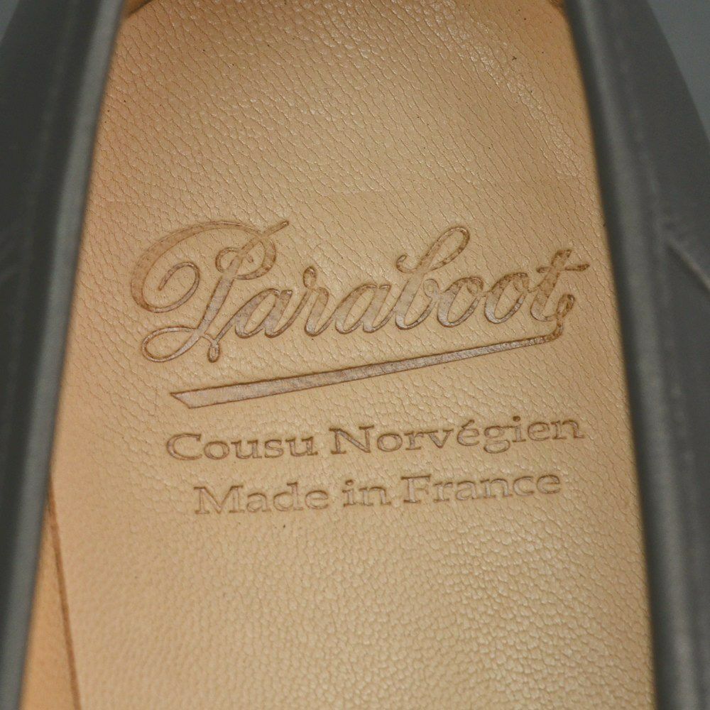 パラブーツ国内正規品PARABOOTランスREIMSモデルブラックNOIRELISオイルドレザー製コインローファースリッポンメンズシューズフランス）n