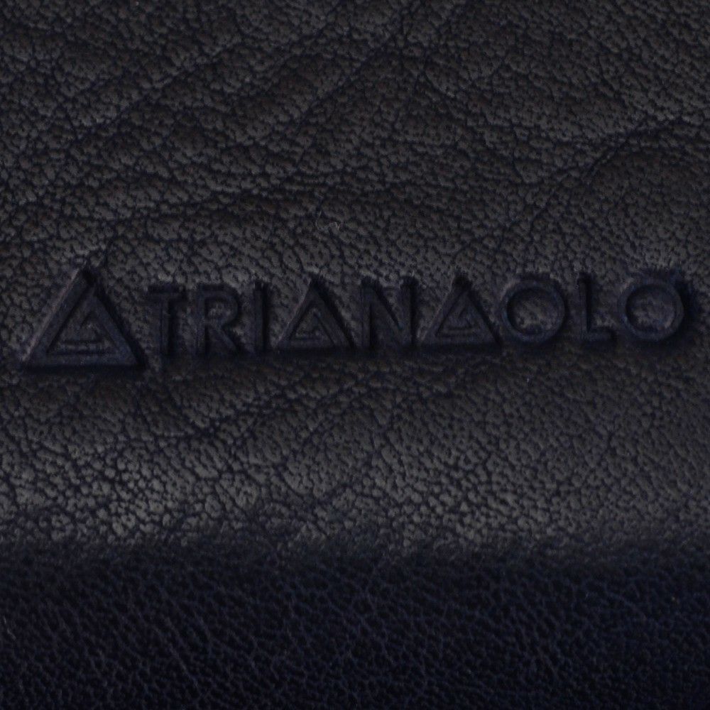 トリアンゴロTRIANGOLOイタリア製タンニングなめし革ネイビーレザーバケッタジップラウンド・ロングウォレット長財布ブランドメンズ