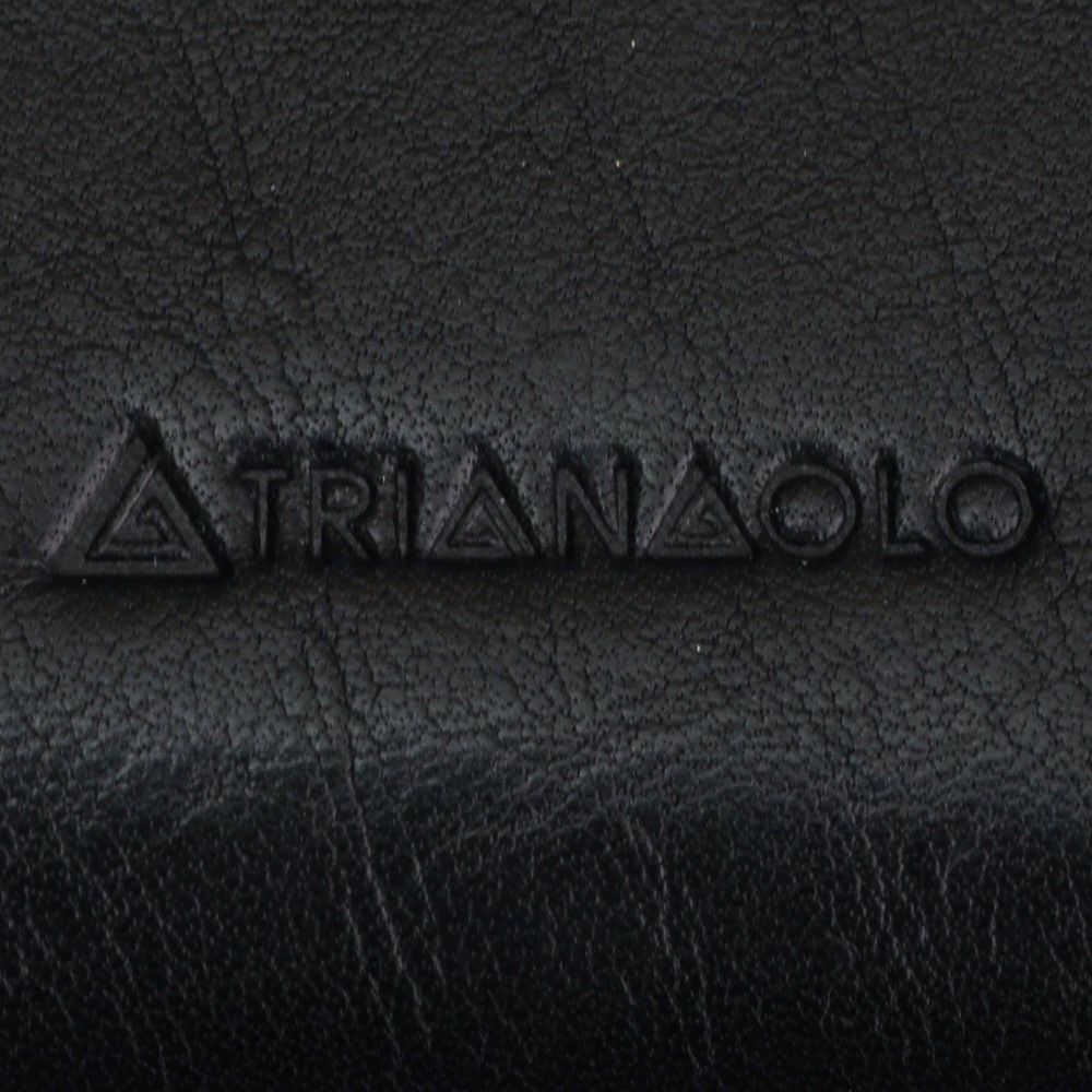 トリアンゴロTRIANGOLOタンニングなめし革ブラックイタリアンレザー黒革ジップラウンド・ロングウォレット長財布ブランドメンズ