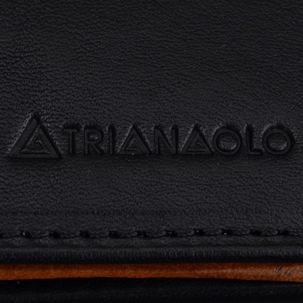 トリアンゴロTRIANGOLOイタリアンレザーSant'Agataサンタガタ黒革ブラックイタリアンレザースモールサイズ紙幣は折って収納コンパクトウォレット二つ折り財布カードケース男女兼用