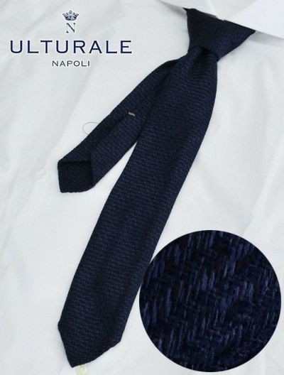 ULTURALE ウルトゥラーレ ネイビーブルー トレピエゲ 3つ折りネクタイ
