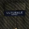 ウルトゥラーレULTURALEカーキグレーカシミア100％メランジトレピエゲ3つ折りネクタイ二枚地フラノ調白ストライプミックスネクタイブランド
