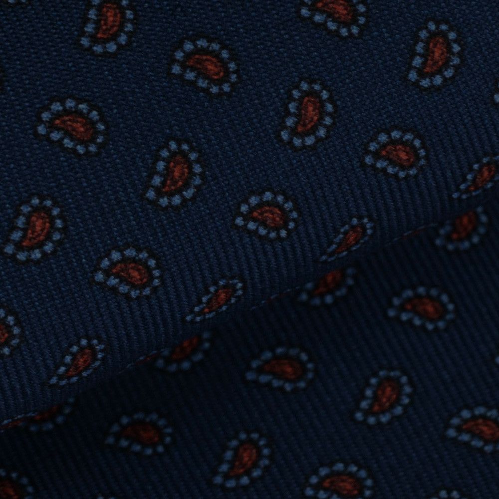 ウルトゥラーレULTURALE好感度上がるネイビーとレッドペイズリーの組み合わせトレピエゲ3つ折りネクタイシルククロス共生地プレゼントに