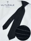 ウルトゥラーレULTURALEネイビーホワイトレジメンタル柄トレピエゲ3つ折りネクタイカシミア100％一枚地仕立てプレゼント