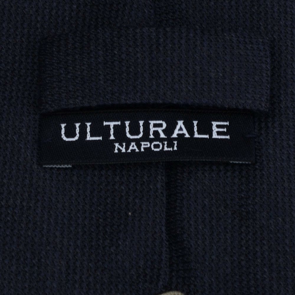 ウルトゥラーレULTURALEネイビーブルートレピエゲ3つ折りネクタイウールシルクバケット織り一枚地仕立てプレゼント