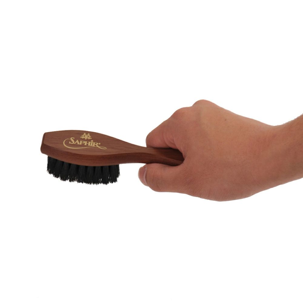 サフィールノワールSaphirNoir【返品交換不可】【2色展開】靴磨きブラシ豚毛ブリストルハンドルタイプのブラシスエードシューズ