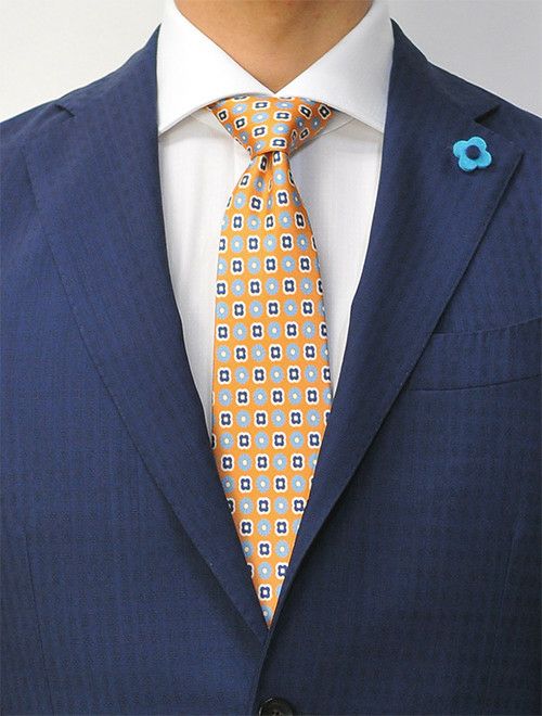 ウルトゥラーレULTURALEオレンジ小紋フラワー柄シルクネクタイ共裏地メンズアクセサリー18春夏