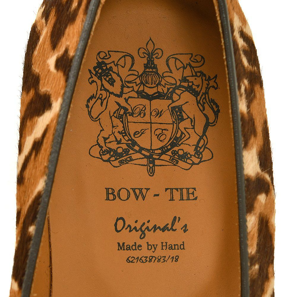 ボウタイBOW-TIE[CamoCamel/DarkBrown]ダークブラウンの細トリミング。稀少さを表す迷彩パターン・ハラコスリッポン）n