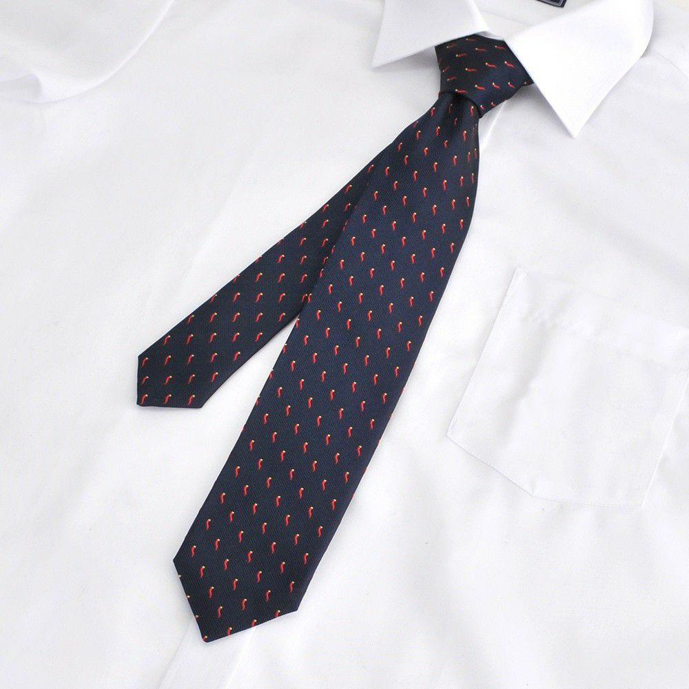 ウルトゥラーレULTURALEメンズネクタイシルク100％7ピエゲ7つ折りネイビーコルノ刺繍チャーム付きイタリア製アクセサリー剣先幅7cm