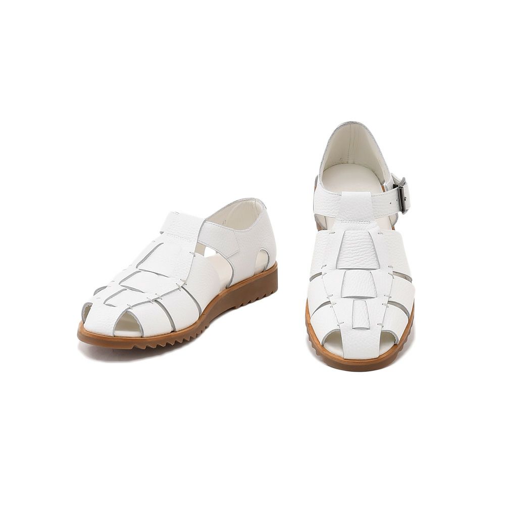 パラブーツ国内正規品メンズサンダルPARABOOTパシフィックPACIFICホワイトオイルドレザーグルカグラディエーター編み込み革イタリア製