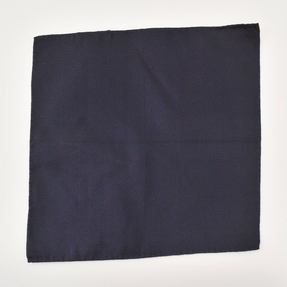 ウルトゥラーレULTURALEメンズポケットチーフイタリアブランドネイビーカラースモールドット赤の水玉刺繍パーティーアクセサリー封筒型ケース付