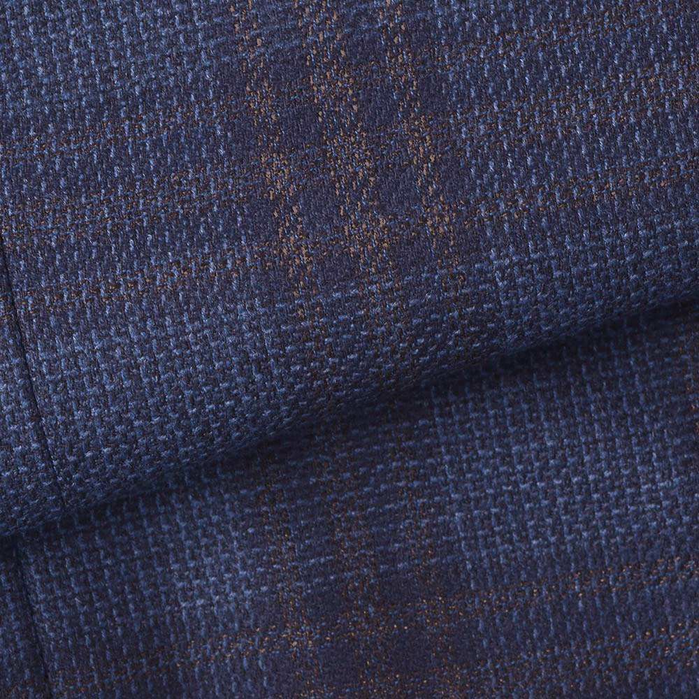 エルメネジルド・ゼニアclothbyErmenegildoZegnaメンズ2つ釦ジャケットHERITAGEヘリテージネイビーブルー＆ブラウンチェックシングルウール