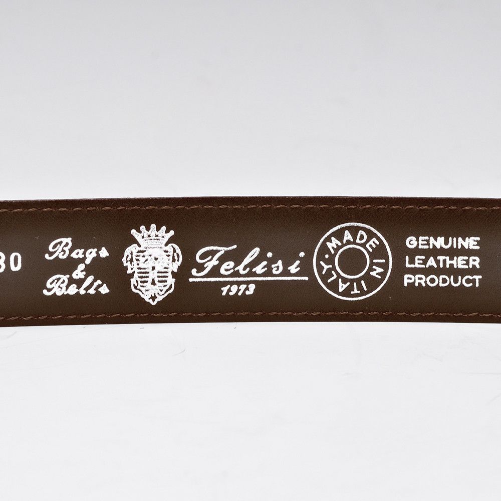 フェリージfelisi国内正規品メンズレザーベルトエンボスクロコ型押し85/07/SA3cm幅スクエアバックルシルバーブラウン茶エレガント上品細い長さカット不可