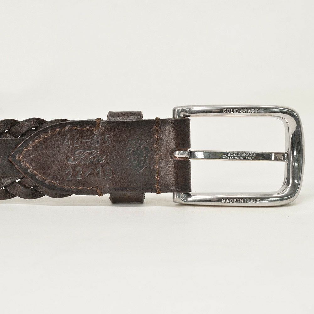 フェリージfelisi国内正規品メンズレザーメッシュベルトバケッタレザー3cm幅ナローダークブラウンスクエアバックルきれいめエレガントでらでら公式ブランド