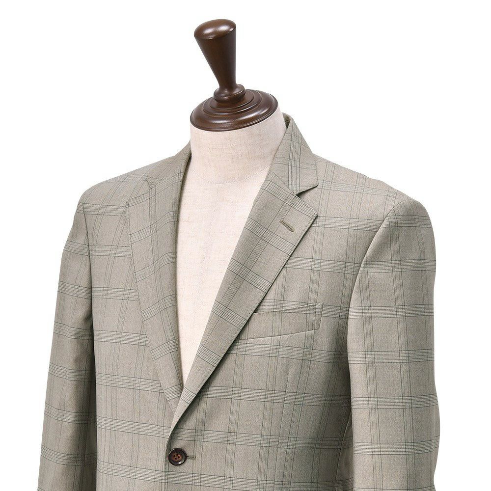 ヴィターレバルベリスカノニコVITALEBARBERISCANONICOシングルジャケットメンズ2ボタンフロントブラウンベージュサマーウールSuper110´sチェック柄ジャケットSuperlativoスペルラティボ日本製ブランド