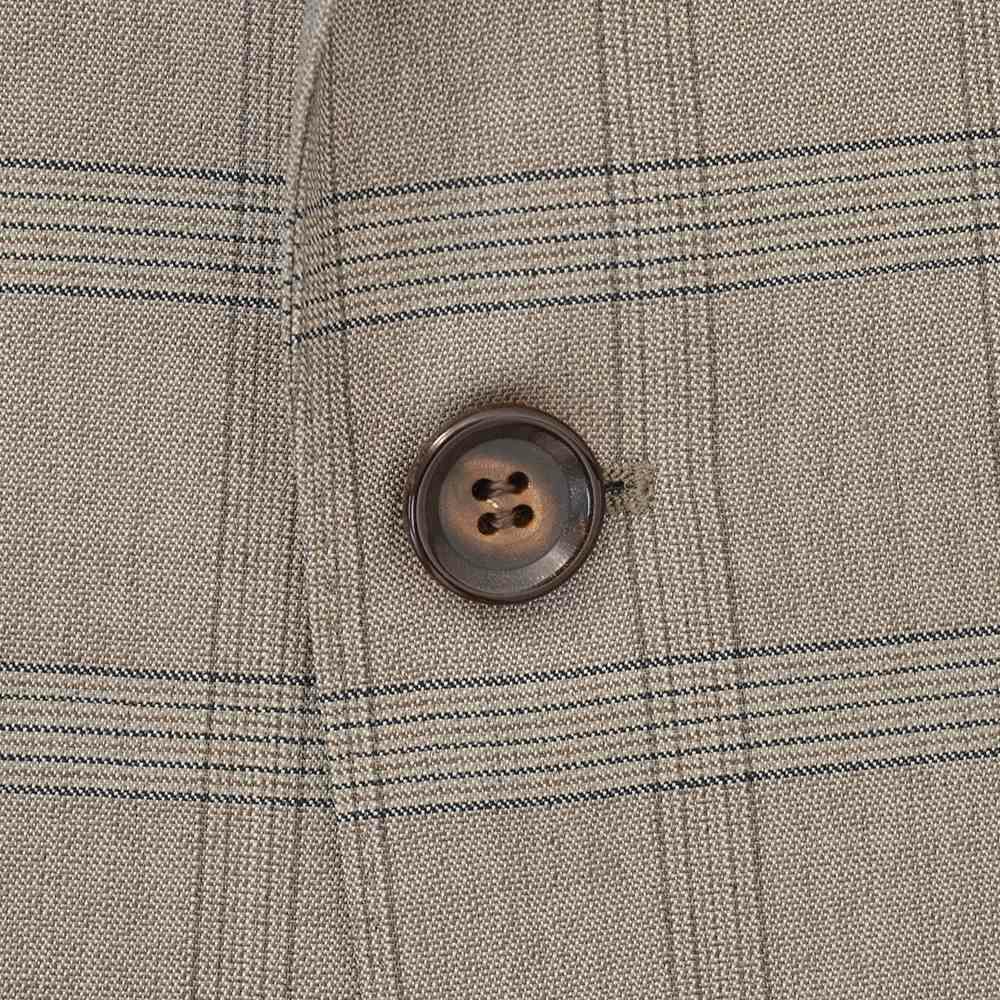 ヴィターレバルベリスカノニコVITALEBARBERISCANONICOシングルジャケットメンズ2ボタンフロントブラウンベージュサマーウールSuper110´sチェック柄ジャケットSuperlativoスペルラティボ日本製ブランド