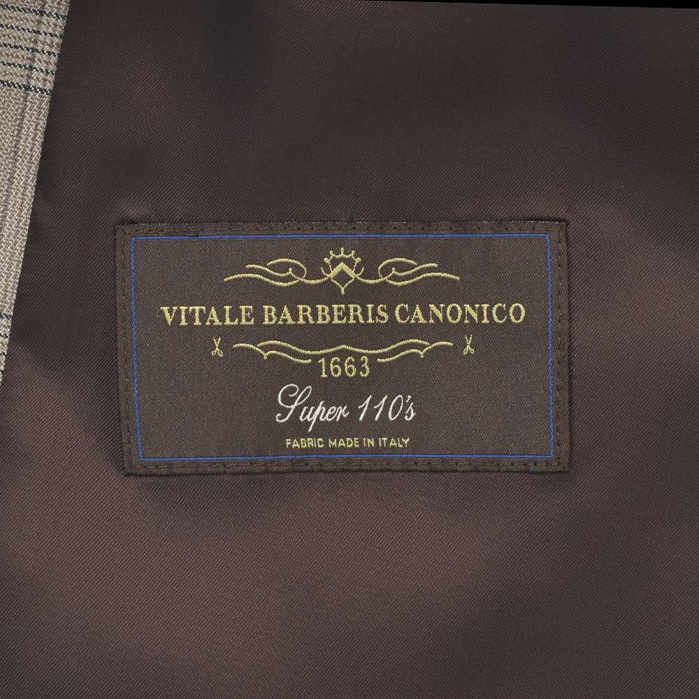 ヴィターレバルベリスカノニコVITALEBARBERISCANONICOシングルジャケットメンズ2ボタンフロントブラウンベージュサマーウールSuper110´sチェック柄ジャケットSuperlativoスペルラティボ日本製ブランド