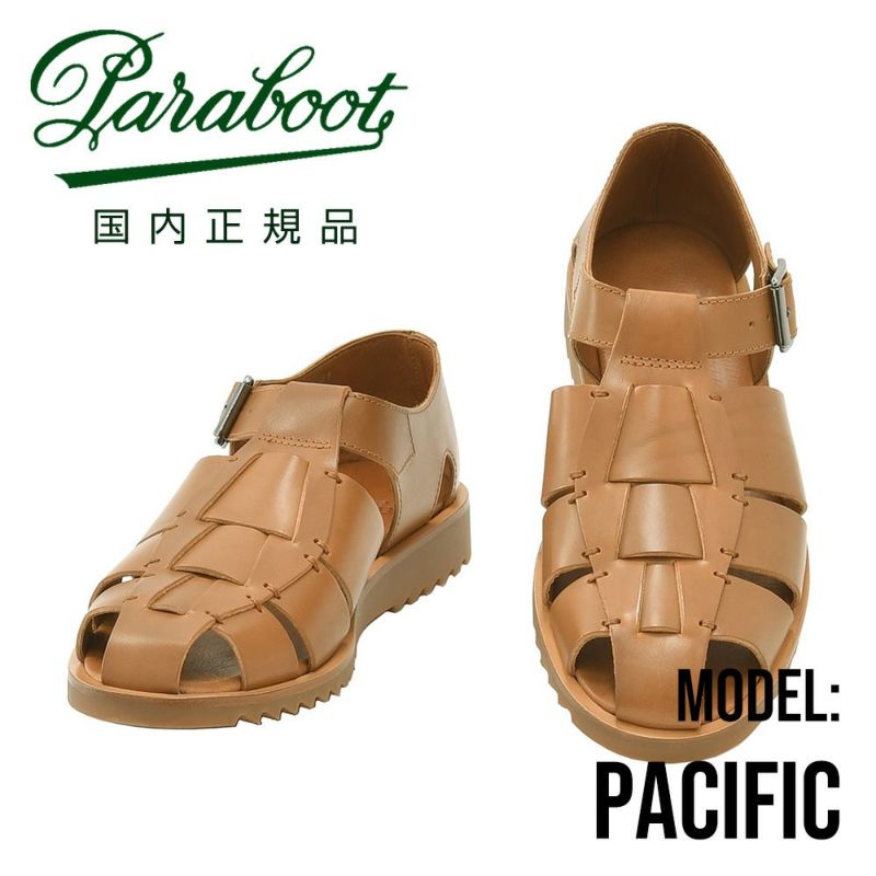 パラブーツPARABOOTグルカサンダルメンズパシフィックPACIFICオイルドレザーコニャックグラディエーター編み込みストラップ調節国内正規品でらでら公式