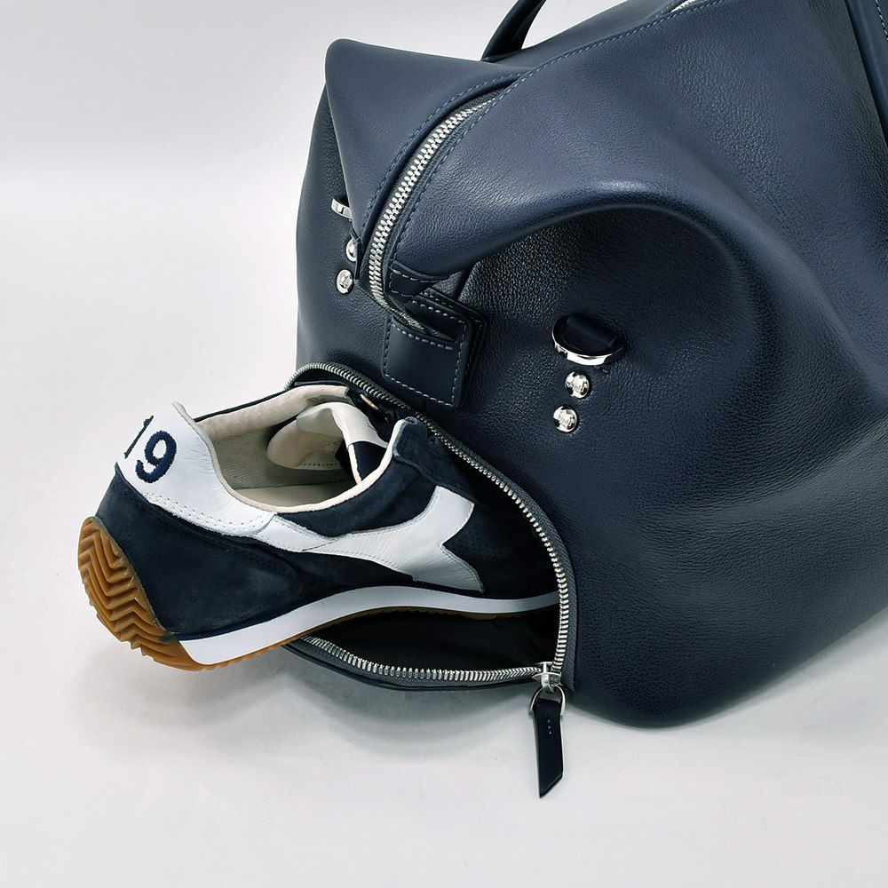 ルンディlundiボストンバッグメンズトラベル用鞄WILSONウィルソンフルグレインレザーマリンブルーベジタブルタンニンスポーツボストンフランス国内正規品でらでら公式ブランド