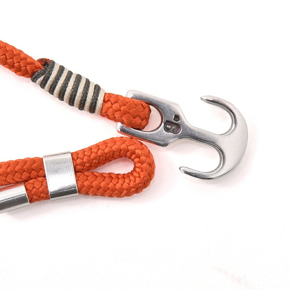 Bijoyビジョイブレスレットユニセックスコードバングル紐タイプ錨フックオレンジポリエステルニッケル・リードフリー真鍮ハンドメイドフランス製