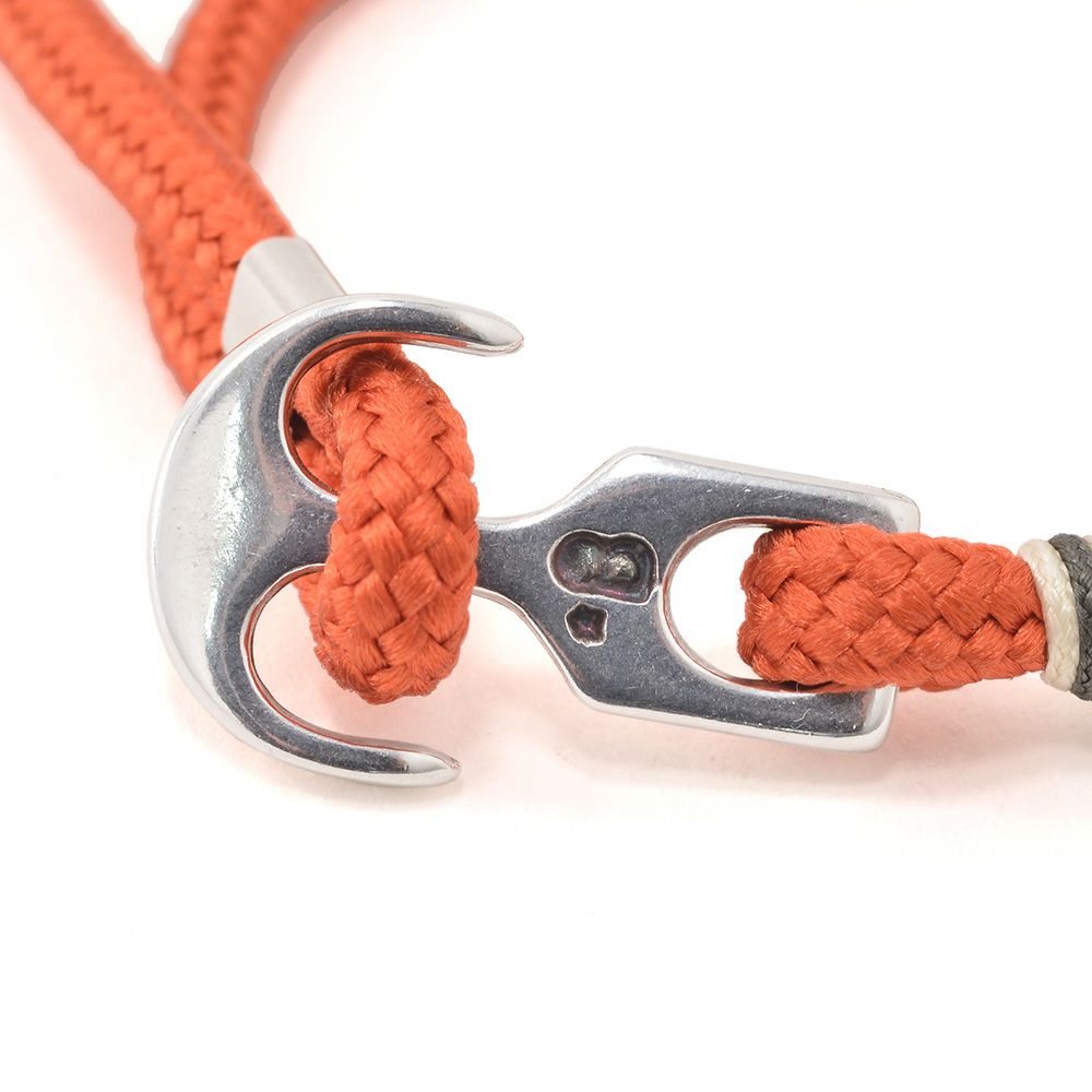 Bijoyビジョイブレスレットユニセックスコードバングル紐タイプ錨フックオレンジポリエステルニッケル・リードフリー真鍮ハンドメイドフランス製