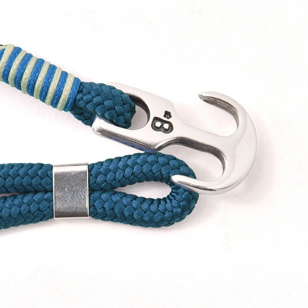 Bijoyビジョイブレスレットユニセックスロープバングル紐タイプ錨フックマリンブルーポリエステルニッケル・リードフリー真鍮ハンドメイドフランス製