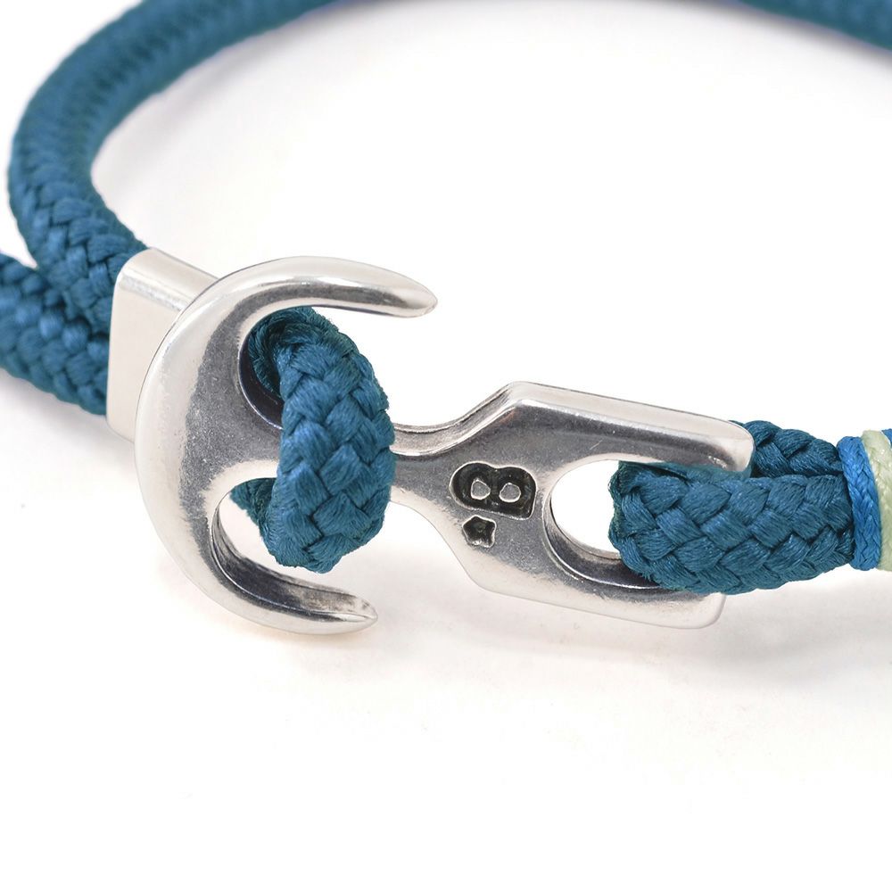 Bijoyビジョイブレスレットユニセックスロープバングル紐タイプ錨フックマリンブルーポリエステルニッケル・リードフリー真鍮ハンドメイドフランス製