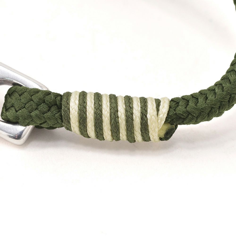 Bijoyビジョイブレスレットユニセックスロープバングル紐タイプ錨フックカーキポリエステルニッケル・リードフリー真鍮ハンドメイドフランス製