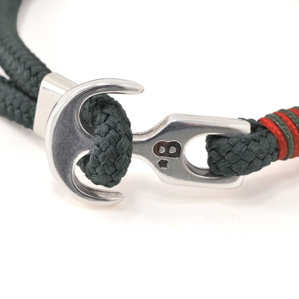Bijoyビジョイブレスレットユニセックスロープバングル紐タイプ錨フックアルドアーズチャコールグレーポリエステルニッケル・リードフリー真鍮ハンドメイドフランス製
