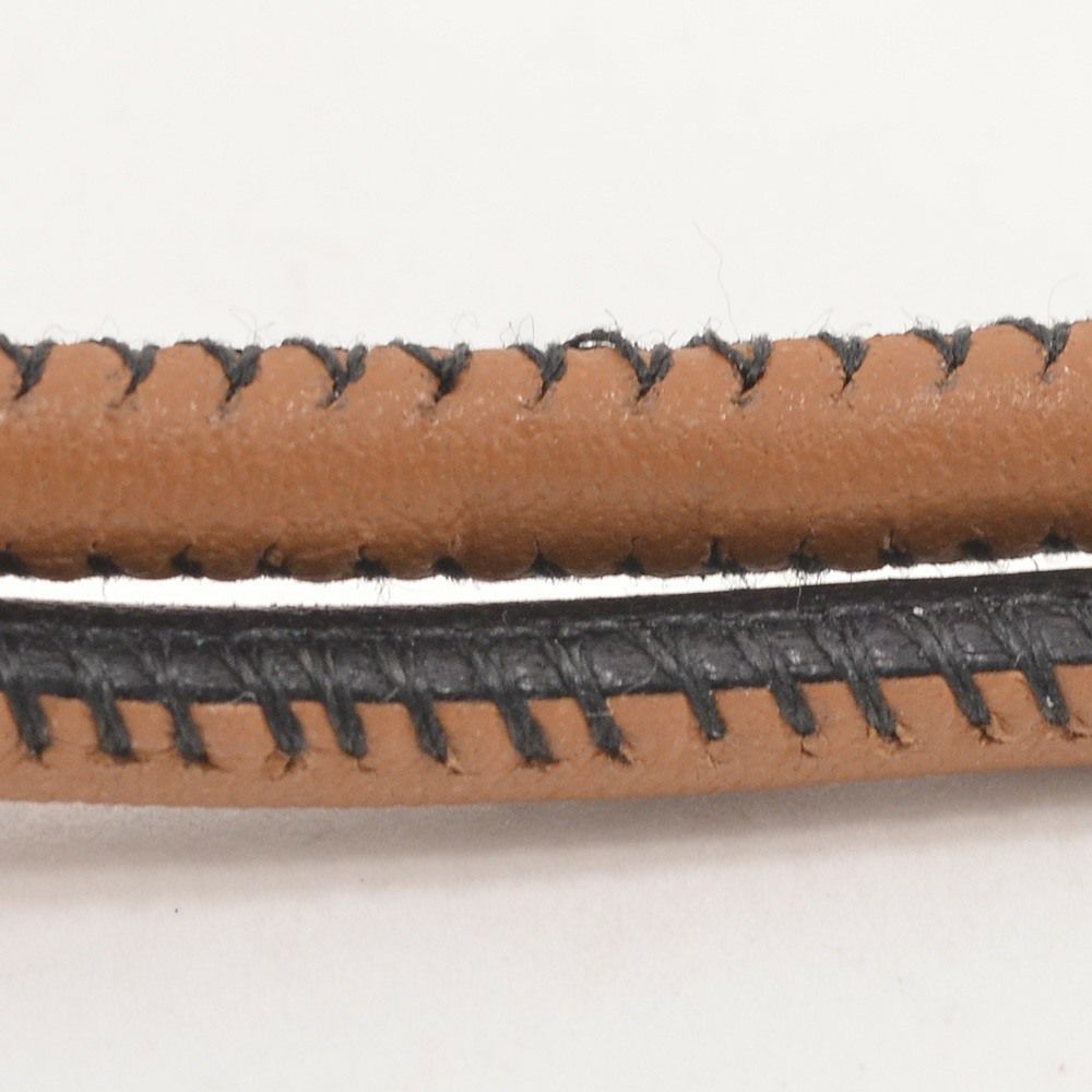 Bijoyビジョイブレスレットユニセックスレザーバングル牛革錨フックキャメル×ブラックポリエステルニッケル・リードフリー真鍮ハンドメイドフランス製