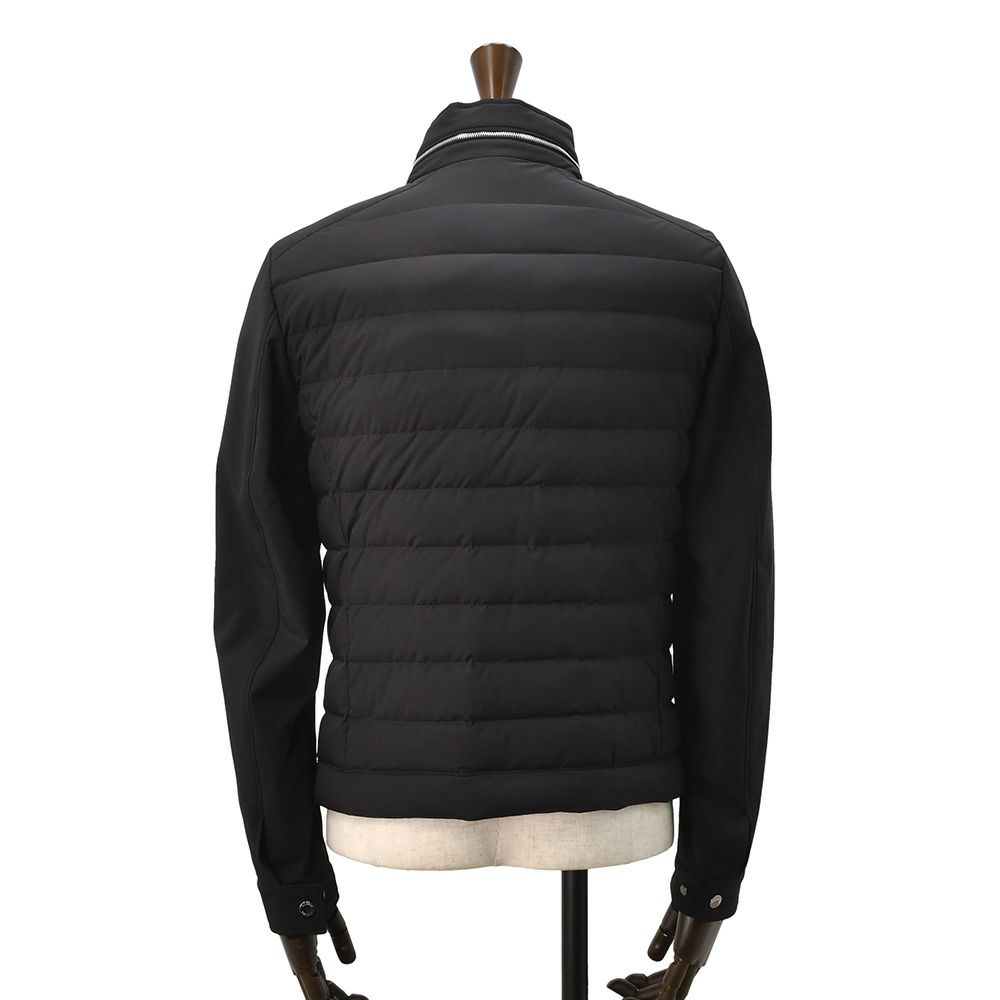 ムーレーMooRER国内正規品メンズライトダウンジャケットFILIPPO-KNフィリッポショート丈スリムブラックフーデッドブルゾンスタンドネック軽量ストレッチ撥水耐水でらでら公式ブランド