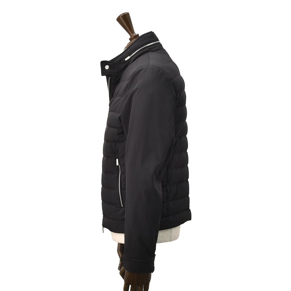 ムーレーMooRER国内正規品メンズライトダウンジャケットFILIPPO-KNフィリッポショート丈スリムブラックフーデッドブルゾンスタンドネック軽量ストレッチ撥水耐水でらでら公式ブランド