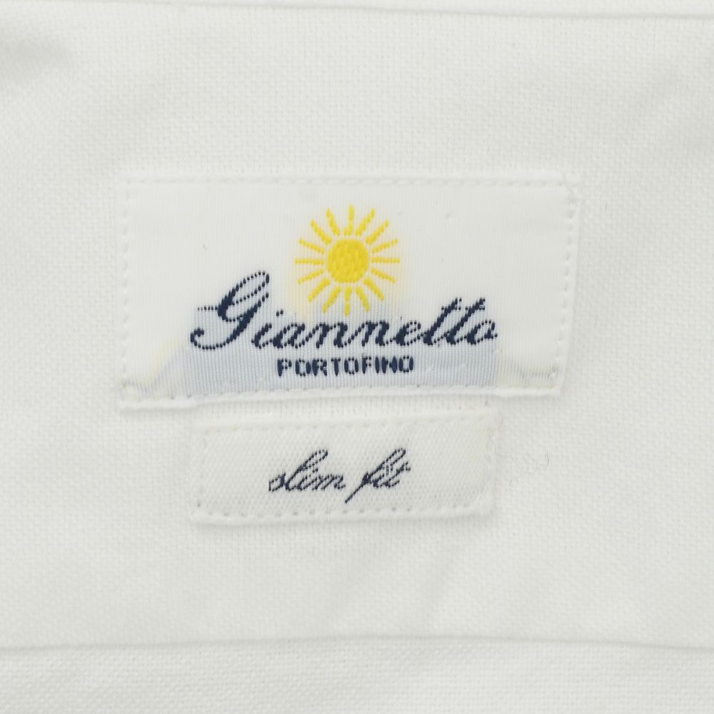 ジャンネットGIANNETTO長袖カジュアルシャツメンズオックスフォードコットン100%ホリゾンタル襟スリムフィットホワイトA6040Lイタリア製国内正規品でらでら公式ブランド