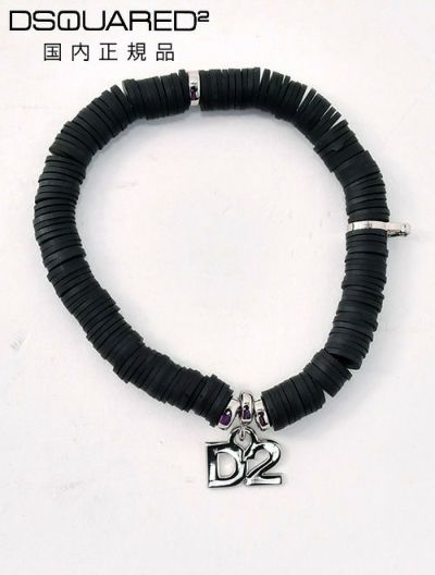 ディースクエアードDSQUARED2ブレスレットメンズBraceletsブランドチャームブラックシリコンリングユニセックス真鍮ジュエリーゴム仕様国内正規品でらでら公式ブランド