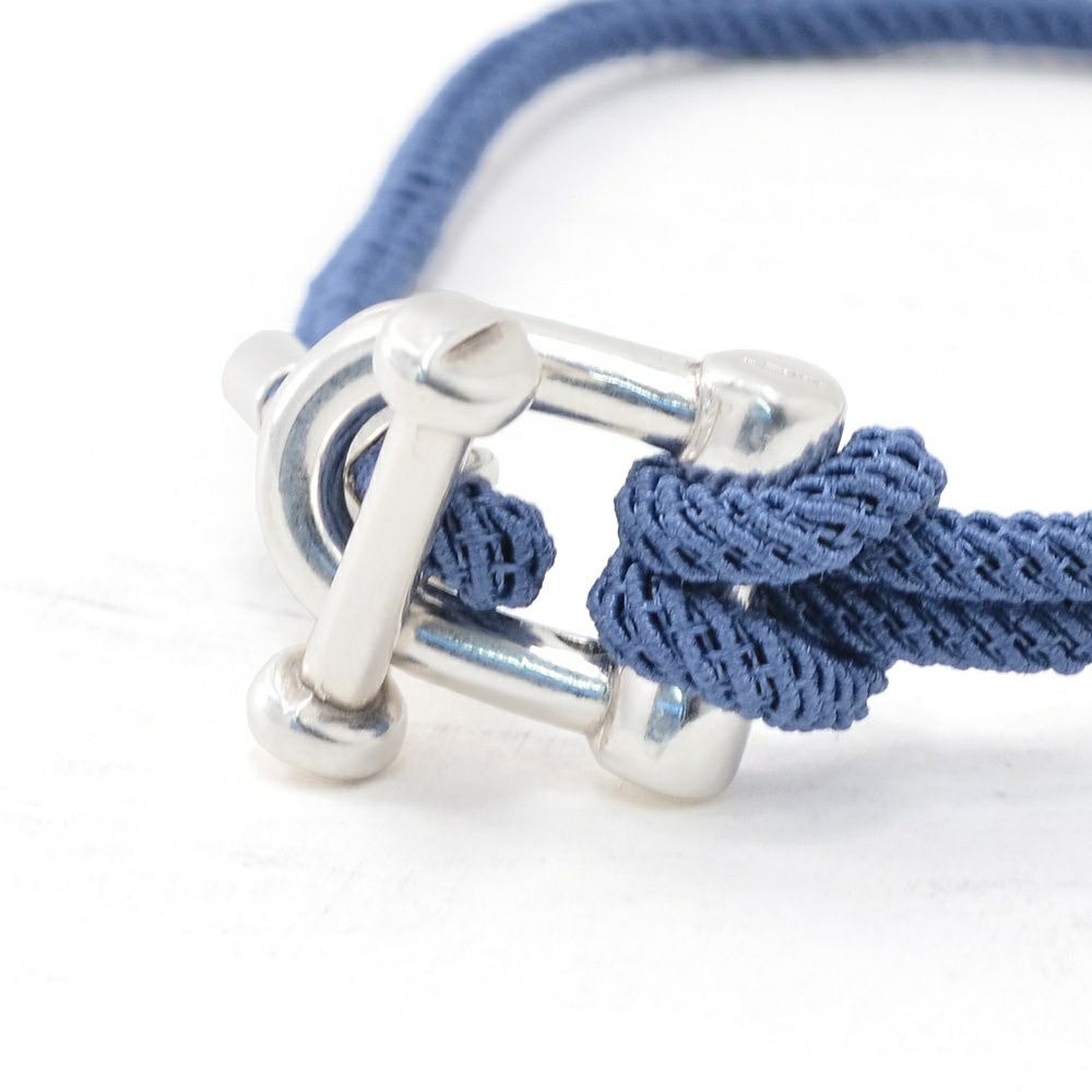 Bijoyビジョイブレスレットユニセックスロープバングルトグル式マリンブルーポリエステルニッケル・リードフリー真鍮ハンドメイドプレゼントフランス製国内正規品