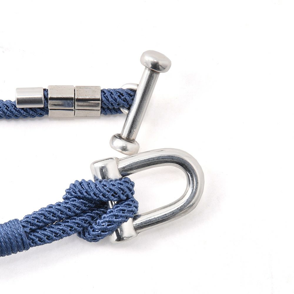 Bijoyビジョイブレスレットユニセックスロープバングルトグル式マリンブルーポリエステルニッケル・リードフリー真鍮ハンドメイドプレゼントフランス製国内正規品