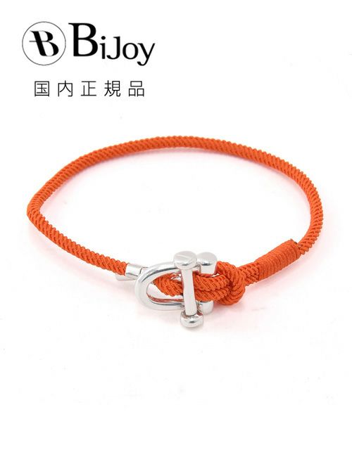 Bijoyビジョイブレスレットユニセックスロープバングルトグル式オレンジポリエステルニッケル・リードフリー真鍮ハンドメイドプレゼントフランス製国内正規品