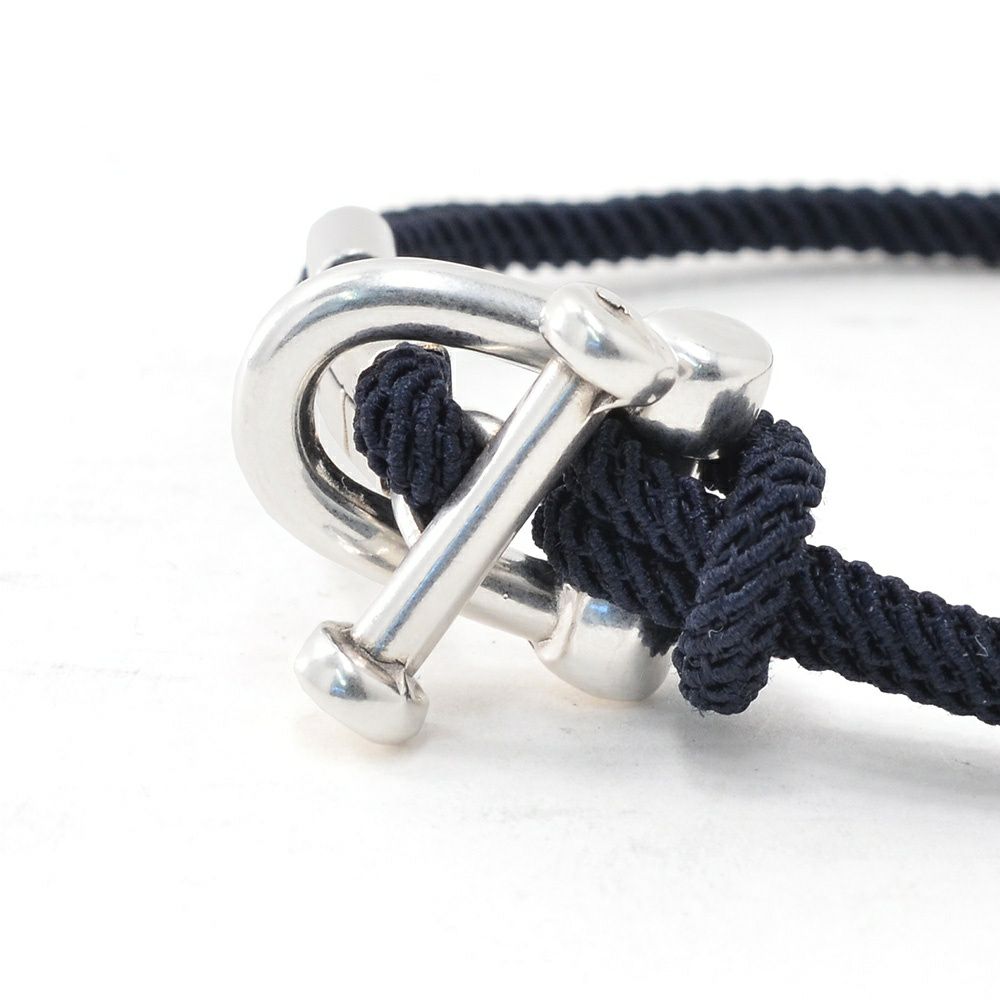 Bijoyビジョイブレスレットユニセックスロープバングルトグル式ネイビーポリエステルニッケル・リードフリー真鍮ハンドメイドプレゼントフランス製国内正規品