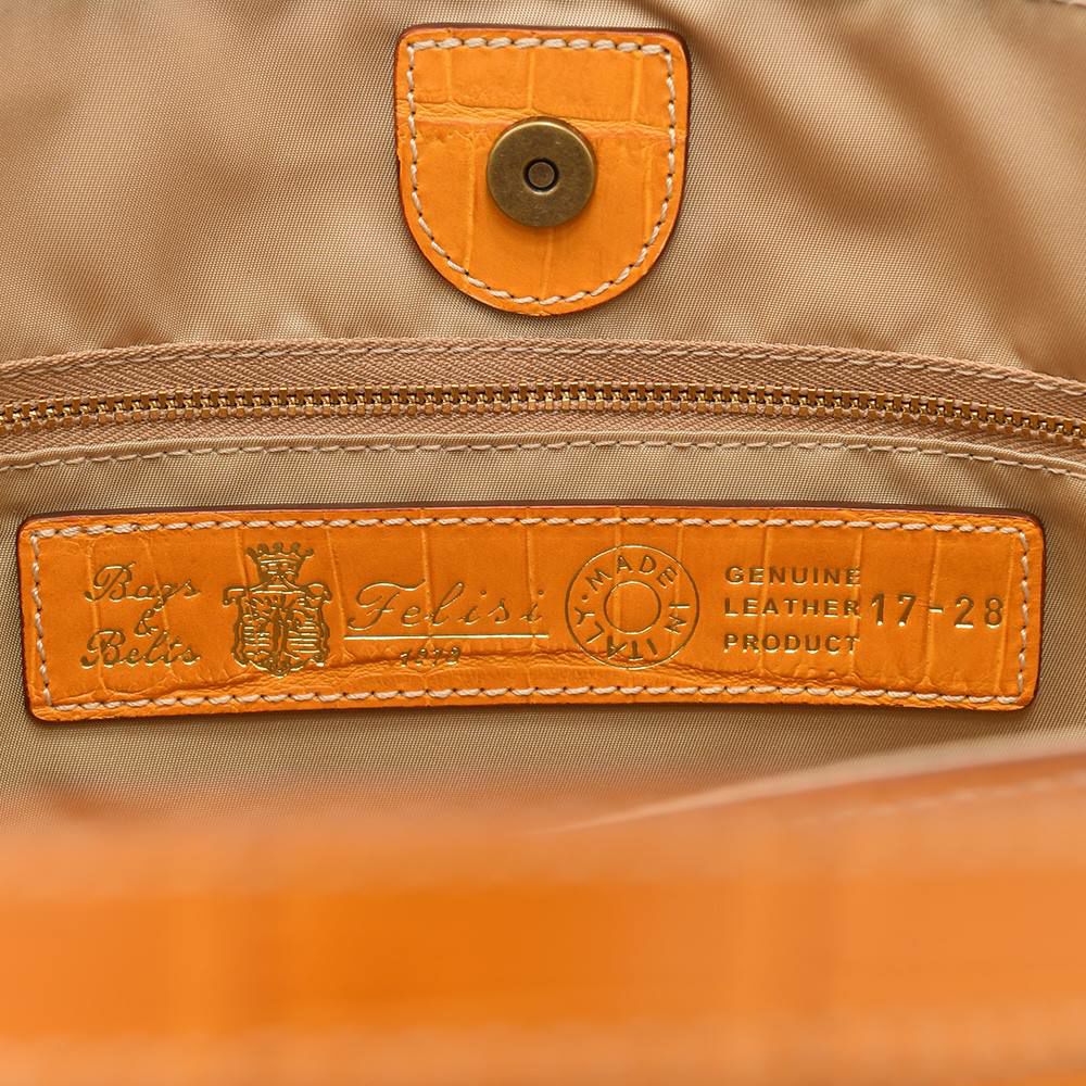 フェリージfelisiハンドバッグメンズクロコ型押しエンボスレザー2フェイス17/28/SAマンゴーコンパクトユニセックス国内正規品でらでら公式ブランド