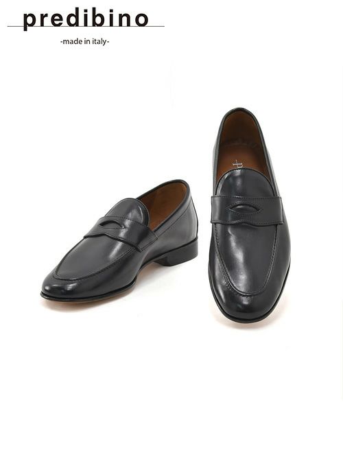 プレディビーノPREDIBINOコインローファーメンズスリッポンCOMANOカーフレザーブラックTASCAラストレザーソールマッケイ製法でらでらオリジナルブランド