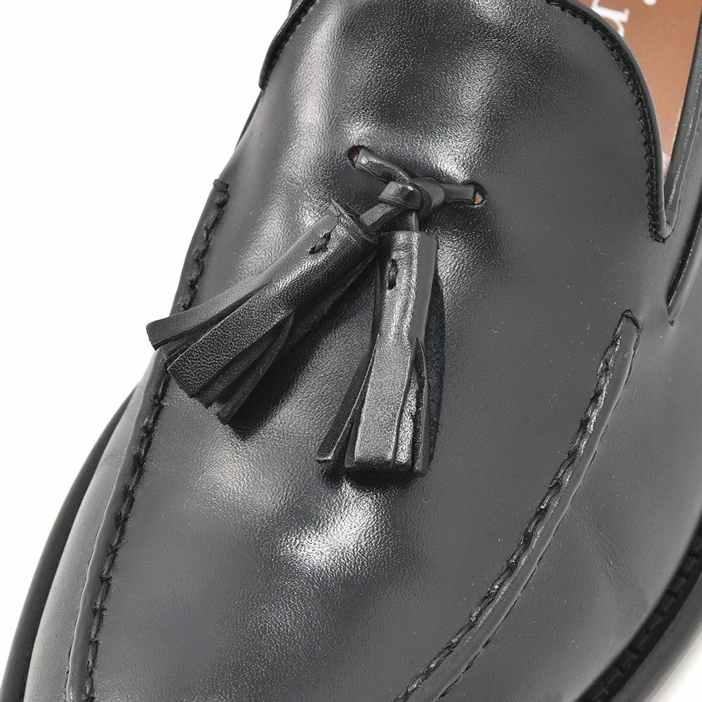 プレディビーノPREDIBINOタッセルローファーメンズスリッポンBORMIOカーフレザーブラックAGOSラストレザーソールフリンジマッケイ製法でらでらオリジナルブランド