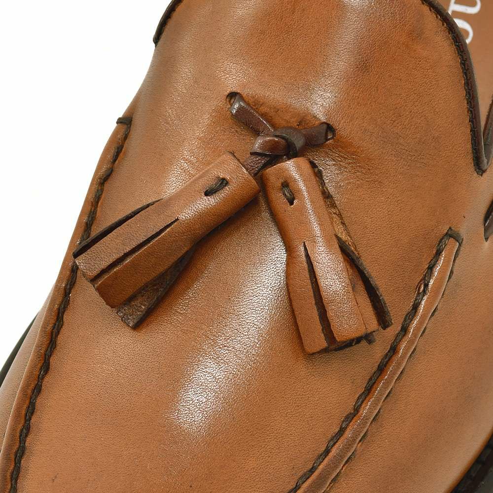 プレディビーノPREDIBINOタッセルローファーメンズスリッポンBORMIOカーフレザーマホガニーAGOSラストレザーソールフリンジマッケイ製法でらでらオリジナルブランド