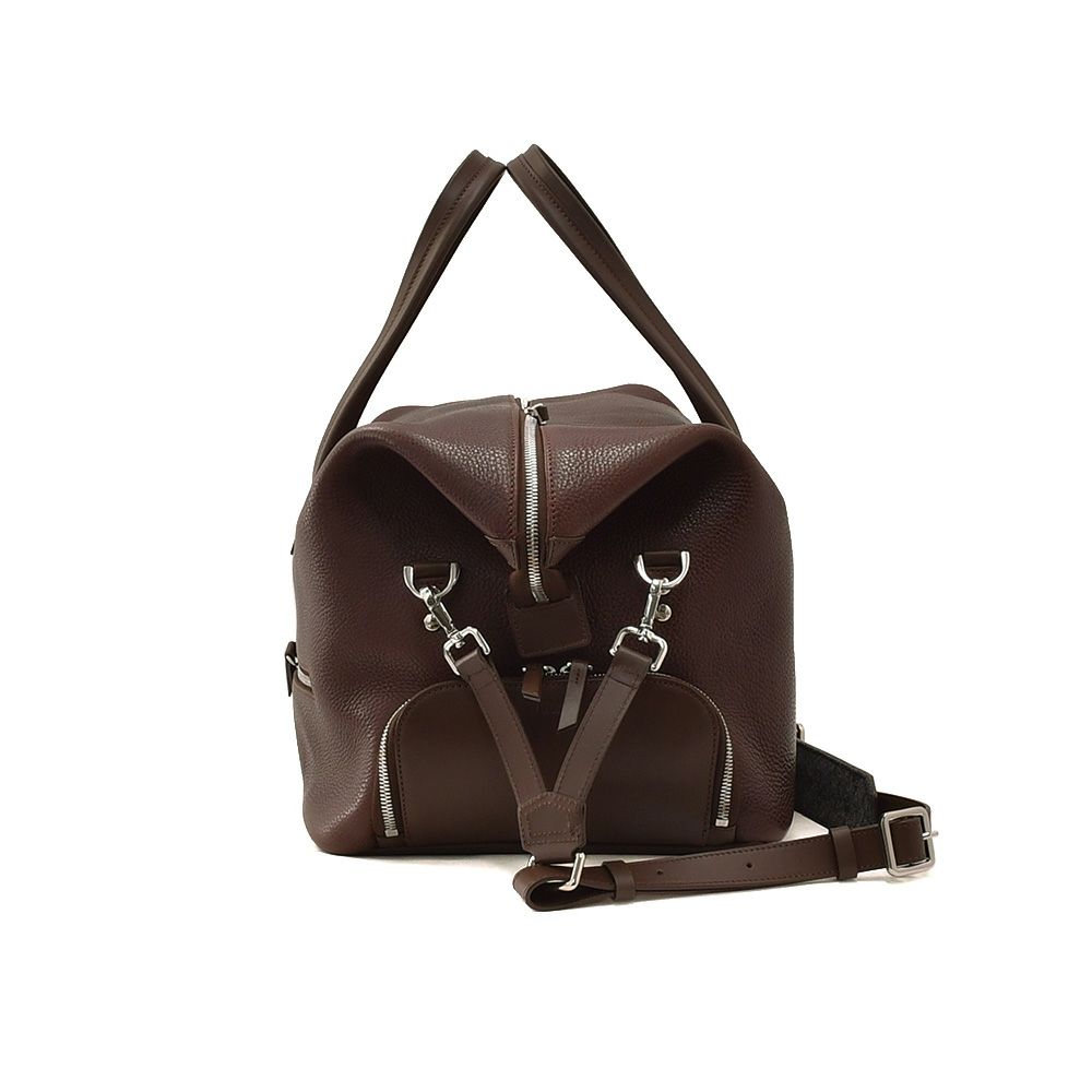 ルンディlundiボストンバッグメンズWILSONウィルソントラベル用鞄フルグレインレザーマロンベジタブルタンニンスポーツボストンフランス国内正規品でらでら公式ブランド