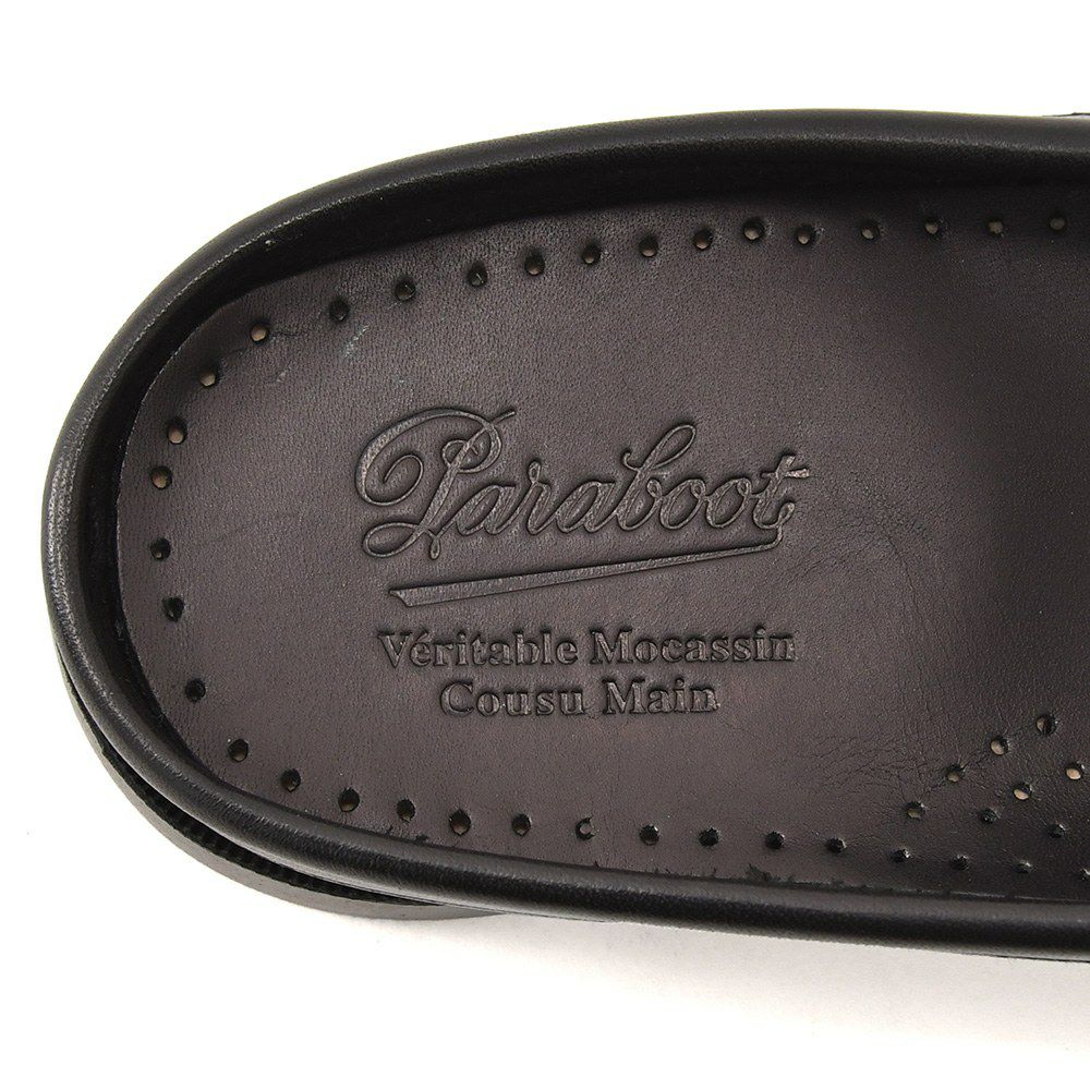パラブーツPARABOOTレザーサンダルメンズスリッポン型BAHAMASバハマブラックMARINEソールリスレザー国内正規品でらでら公式ブランド