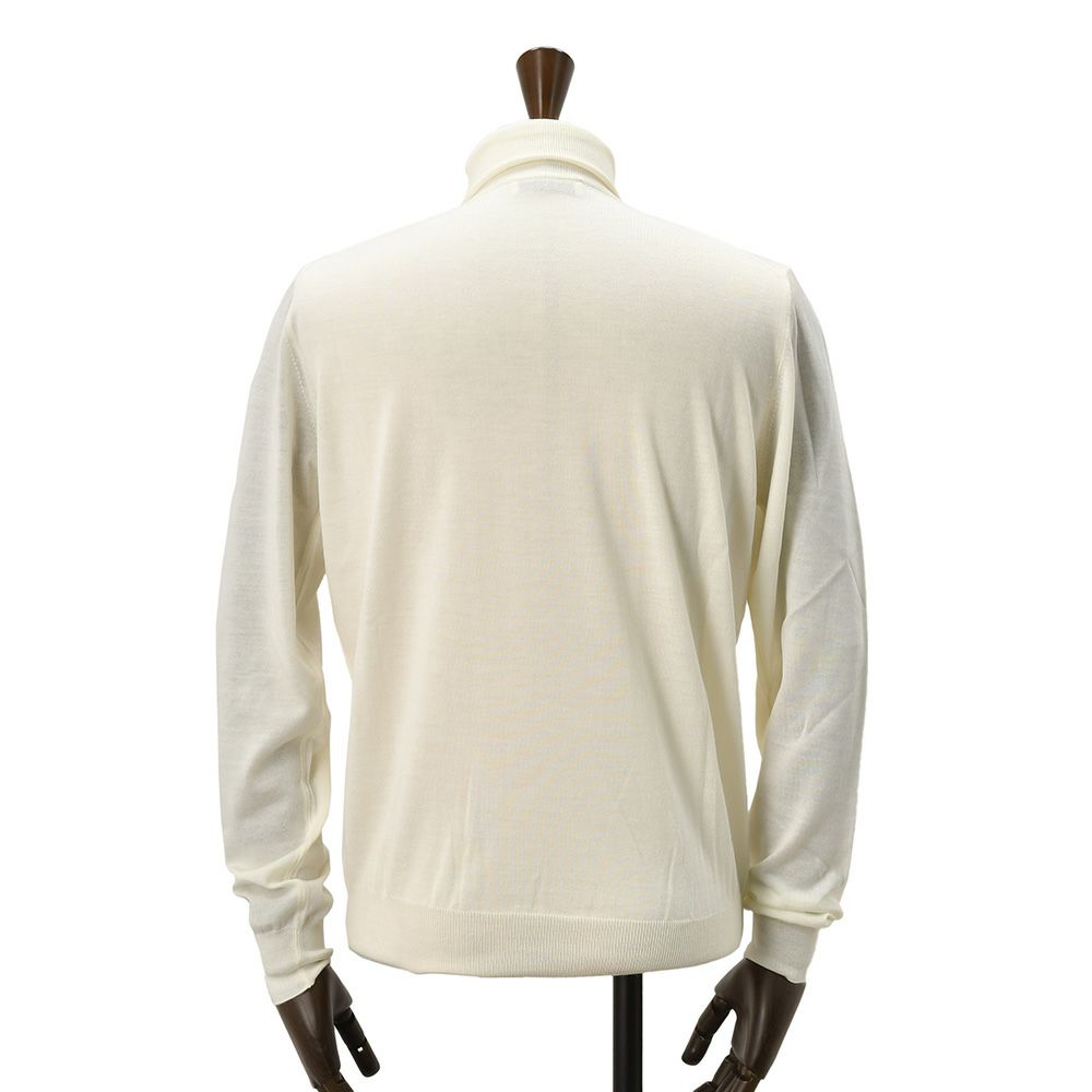 フィリッポデローレンティスFILIPPODELAURENTIISタートルネックニットメンズハイゲージセーターロイヤルメリノウールオフホワイト長袖無地スリムフィット国内正規品でらでら公式ブランド