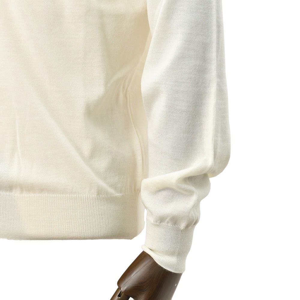 フィリッポデローレンティスFILIPPODELAURENTIISタートルネックニットメンズハイゲージセーターロイヤルメリノウールオフホワイト長袖無地スリムフィット国内正規品でらでら公式ブランド